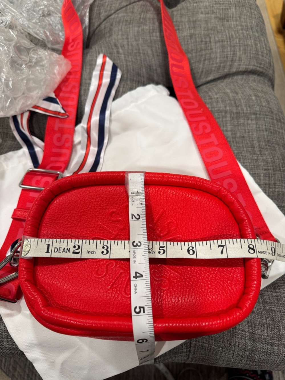 Tous Miranda Reporter Red Leather Crossbody Bag with Wide Logo Strap - Picture 17 of 17